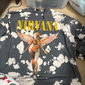 NIRVANA Gray and White Graphic Jacket
